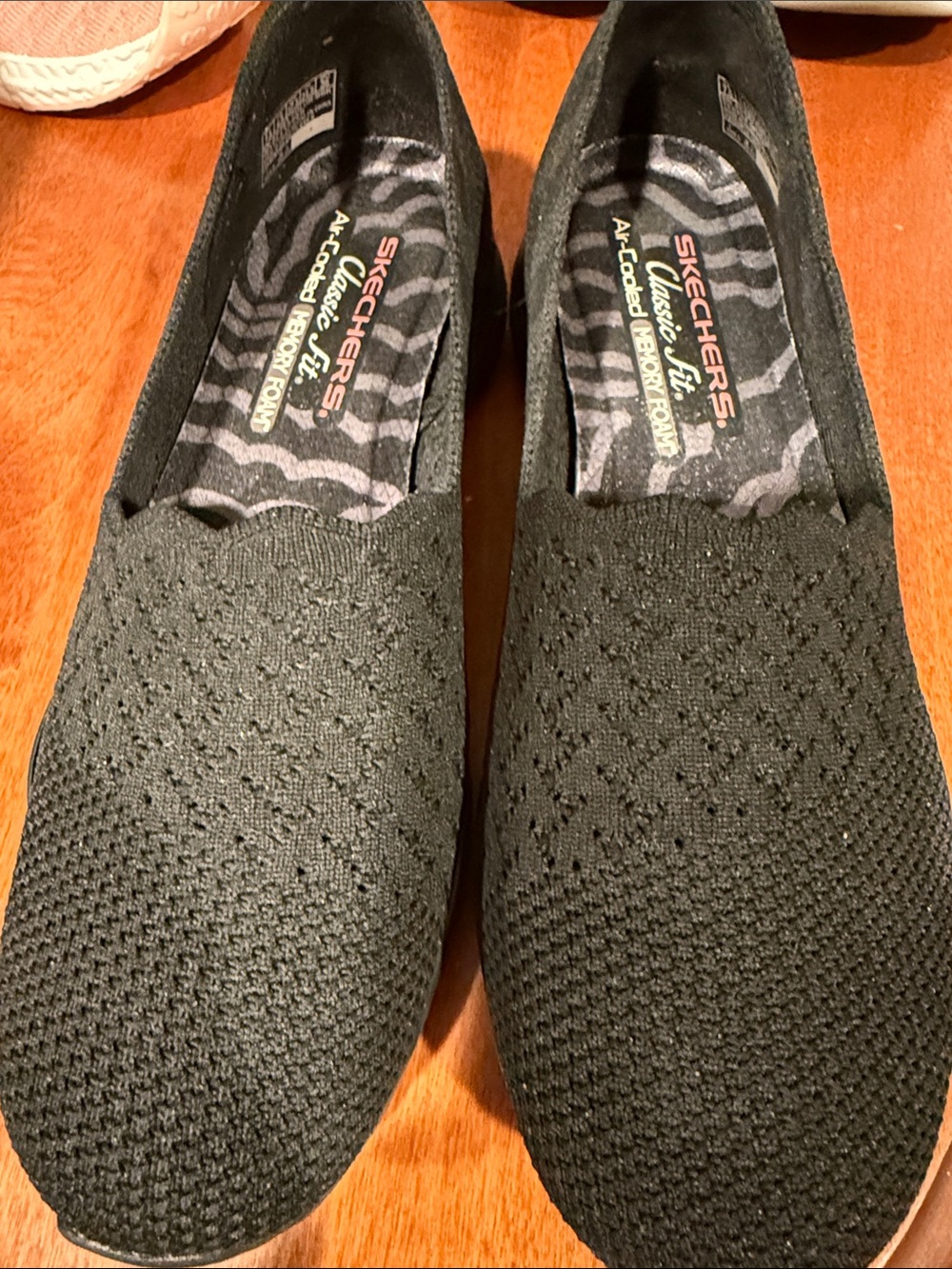 Skechers Black Knit Slip-On Comfort Flats